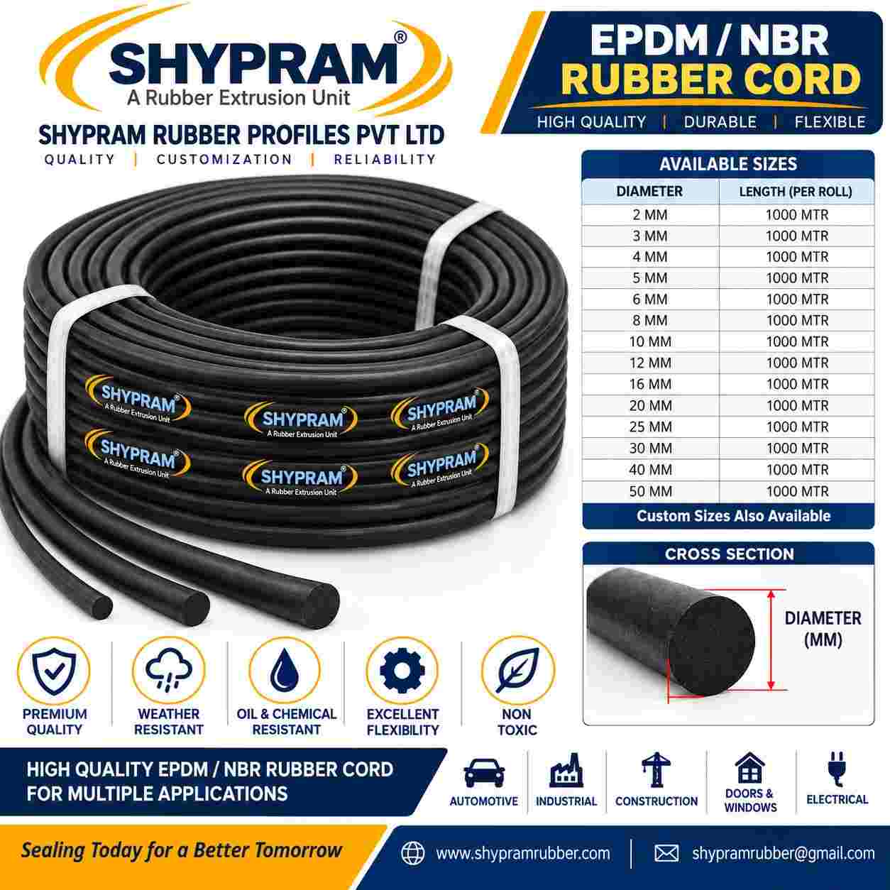EPDM Rubber I Shape Profile