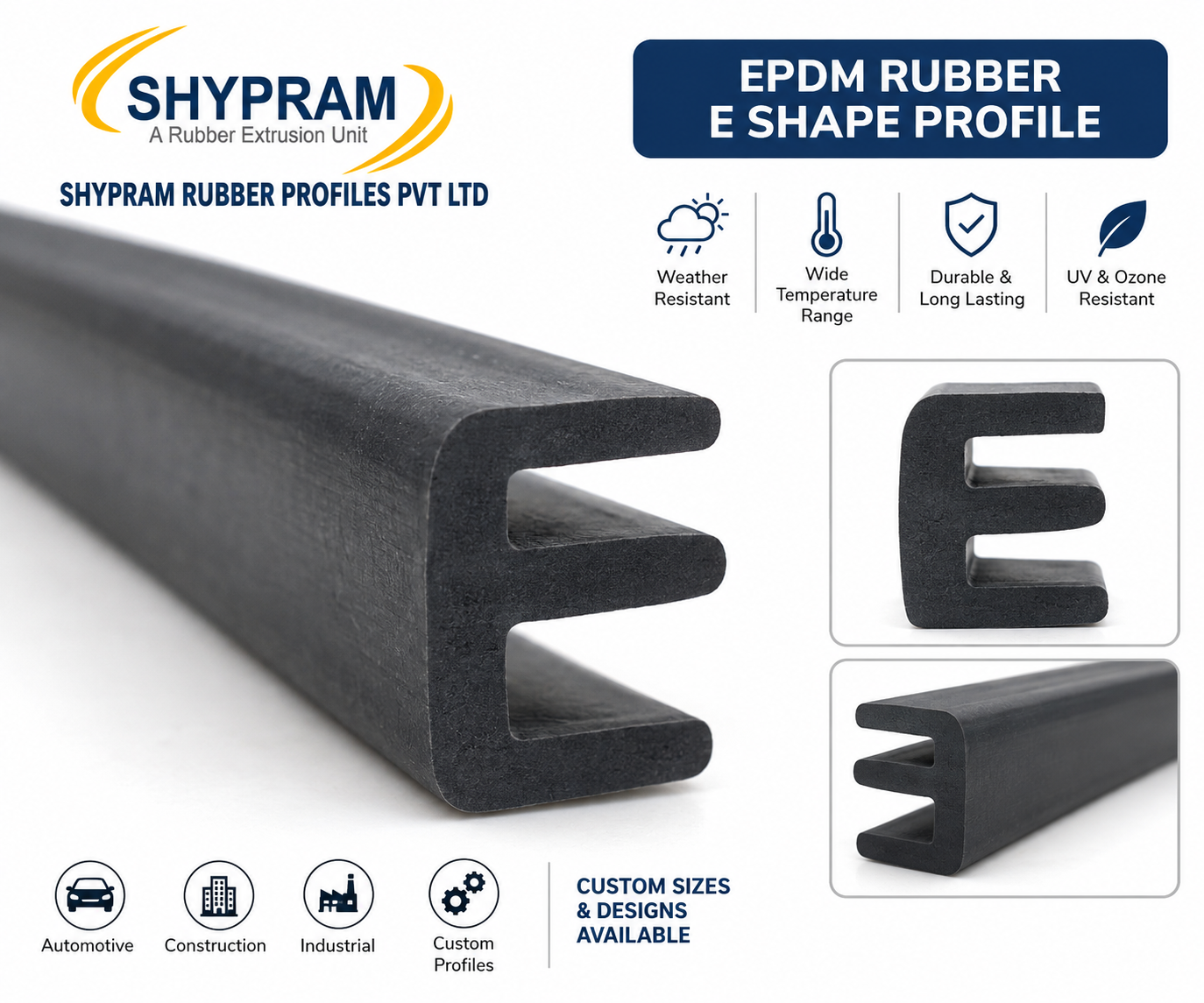 EPDM Rubber E Shape Profile