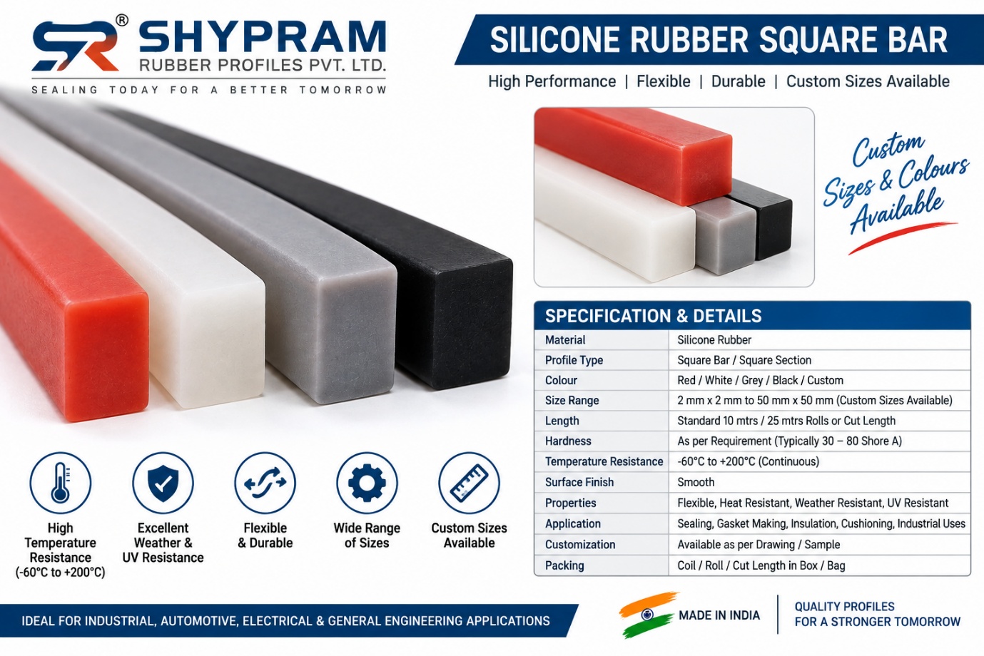 Silicone Rubber Square Bar